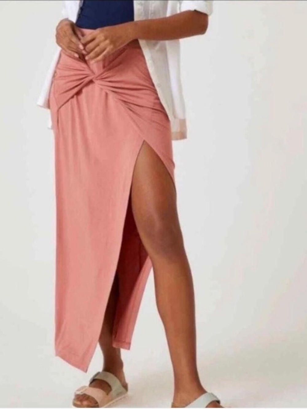 Anthropologie Daily Practice “Junie” Midi Skirt w/High Slit in Pink/Rose, sz XS